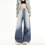 2026春季刺绣格子裥线宽松水洗渐变蓝色直筒阔腿牛仔裤YD9086-P80，男装牛仔裤，星座509