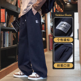秋款休闲长裤男士2024新款宽松直筒学生运动阔腿裤子男Z2344-P45，男装休闲裤，星座509