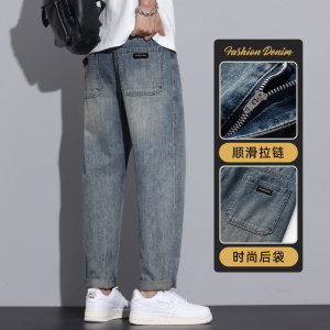 男士牛仔裤秋季薄款潮流宽松直筒裤水洗复古锥形长裤子Z2508-P50图片