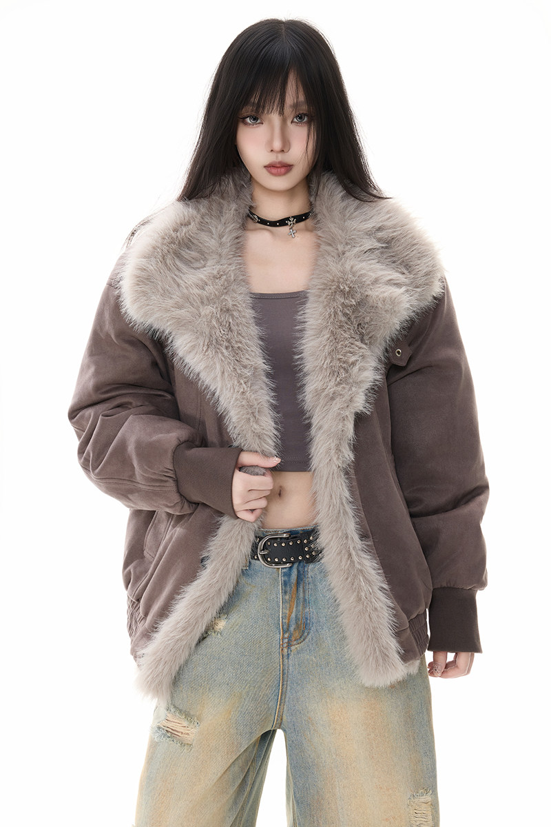 美式辣妹街头座山雕毛领棉服女冬季新款慵懒风夹克外套YD02-P130,男装夹克,星座509