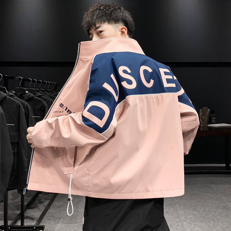 2021 spring new men's coat jacket tooling baseball collar loose trend handsome leisure