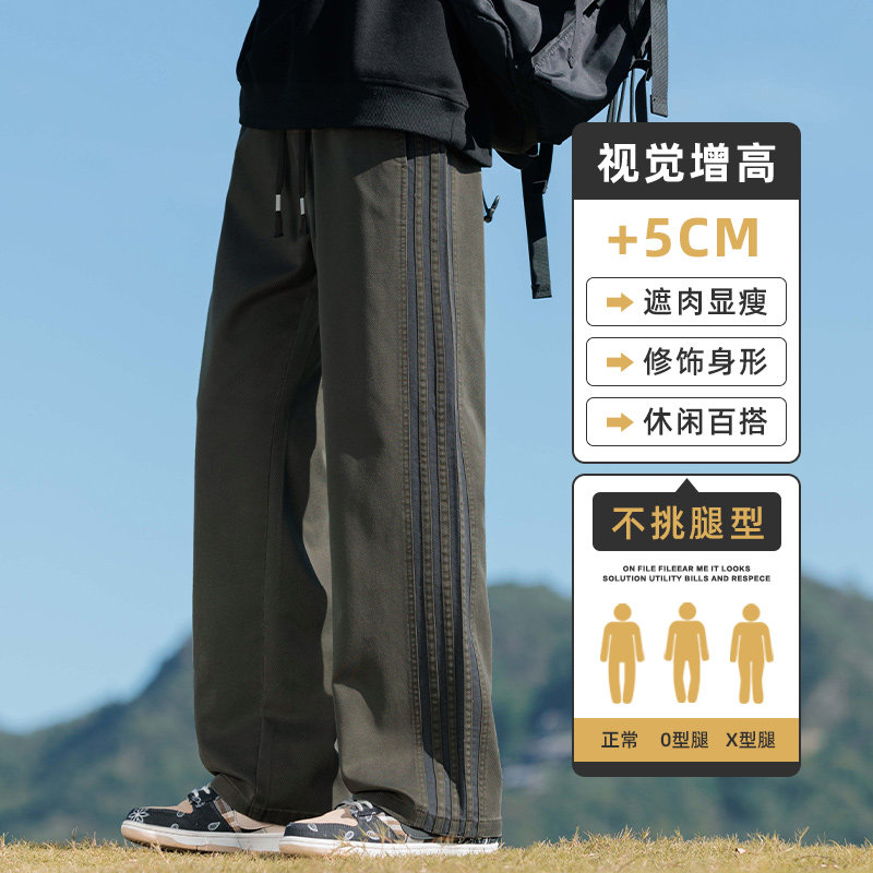 工装裤男士秋季款潮牌高街宽松拖地长裤条纹阔腿休闲裤Z2354-P50图片