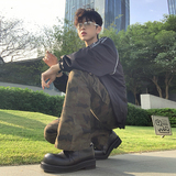 秋冬季小众个性嘻哈迷彩工装裤多口袋拼接微喇直筒裤男YD308-P75，男装休闲裤，星座509