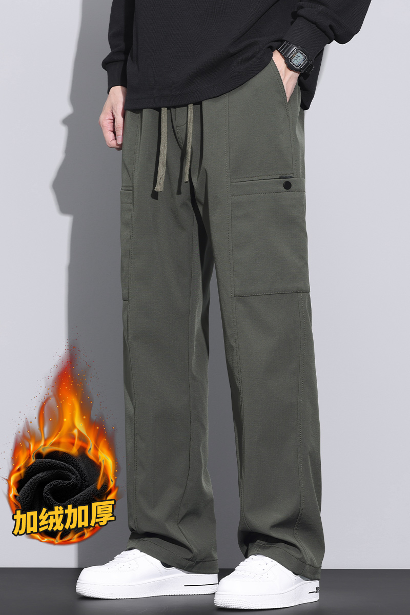 美式加厚工装裤男宽松直筒伞兵裤秋冬休闲长裤Z9856-P45/加绒P55，男装工装外套，星座509