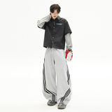 2026春季新款美式复古三条杠撞色弯刀裤宽松抽绳休闲裤YD9096-P65，男装休闲裤，星座509