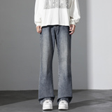 美式微喇复古牛仔裤男春季2026新款长裤宽松直筒阔腿裤J8065-P45，男装牛仔裤，星座509