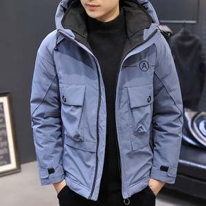 羽绒服男短款潮流加厚情侣外套加拿大风户外大毛领工装Y587-P130图片
