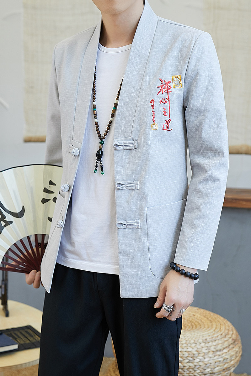 春季夹克长袖唐装中青年汉服中山装中国风盘扣复古男装YK803-P60,男装夹克,星座509