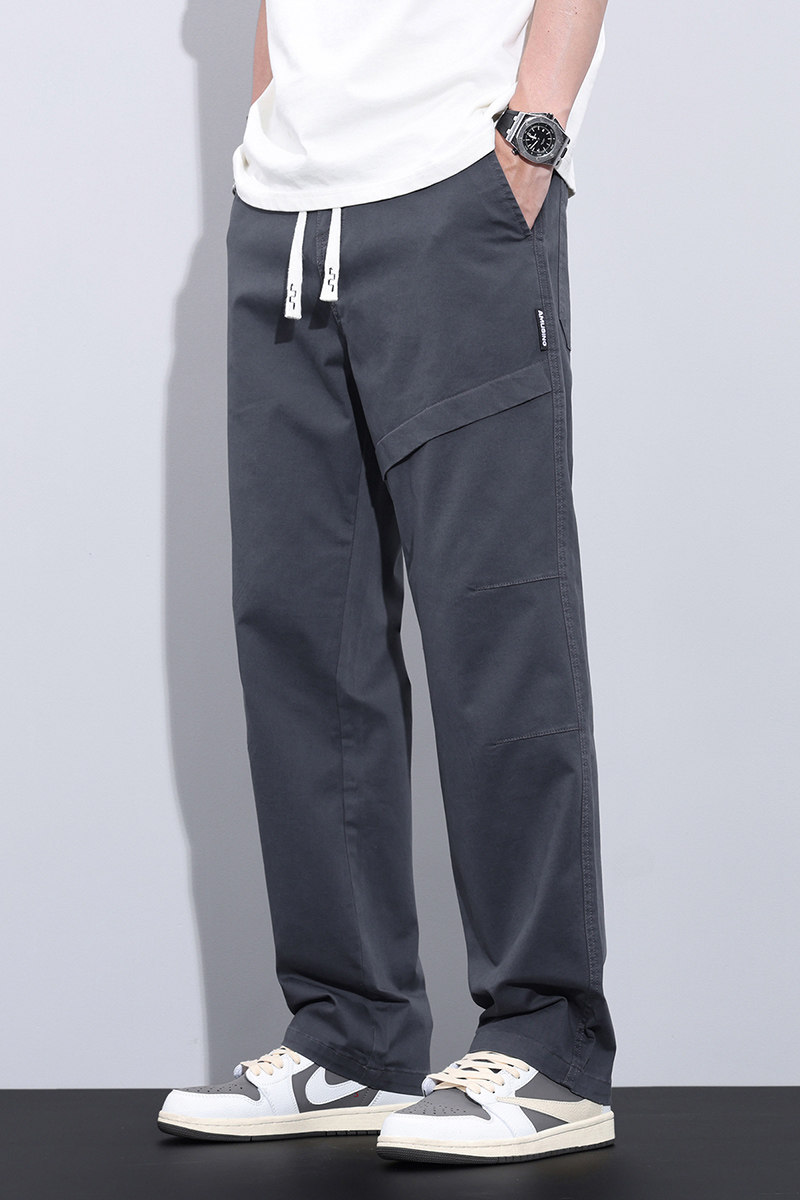 休闲裤男秋季黑色美式工装宽松直筒微喇伐木休闲裤子男M2401-P50,男装工装外套,星座509