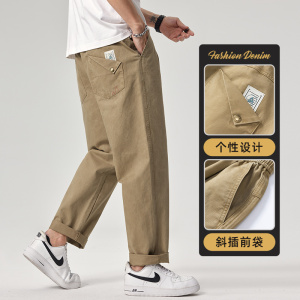 【敖瑞鹏代言】GENIOLAMODE美式纯棉工装裤男士秋夏季直筒休闲裤图片