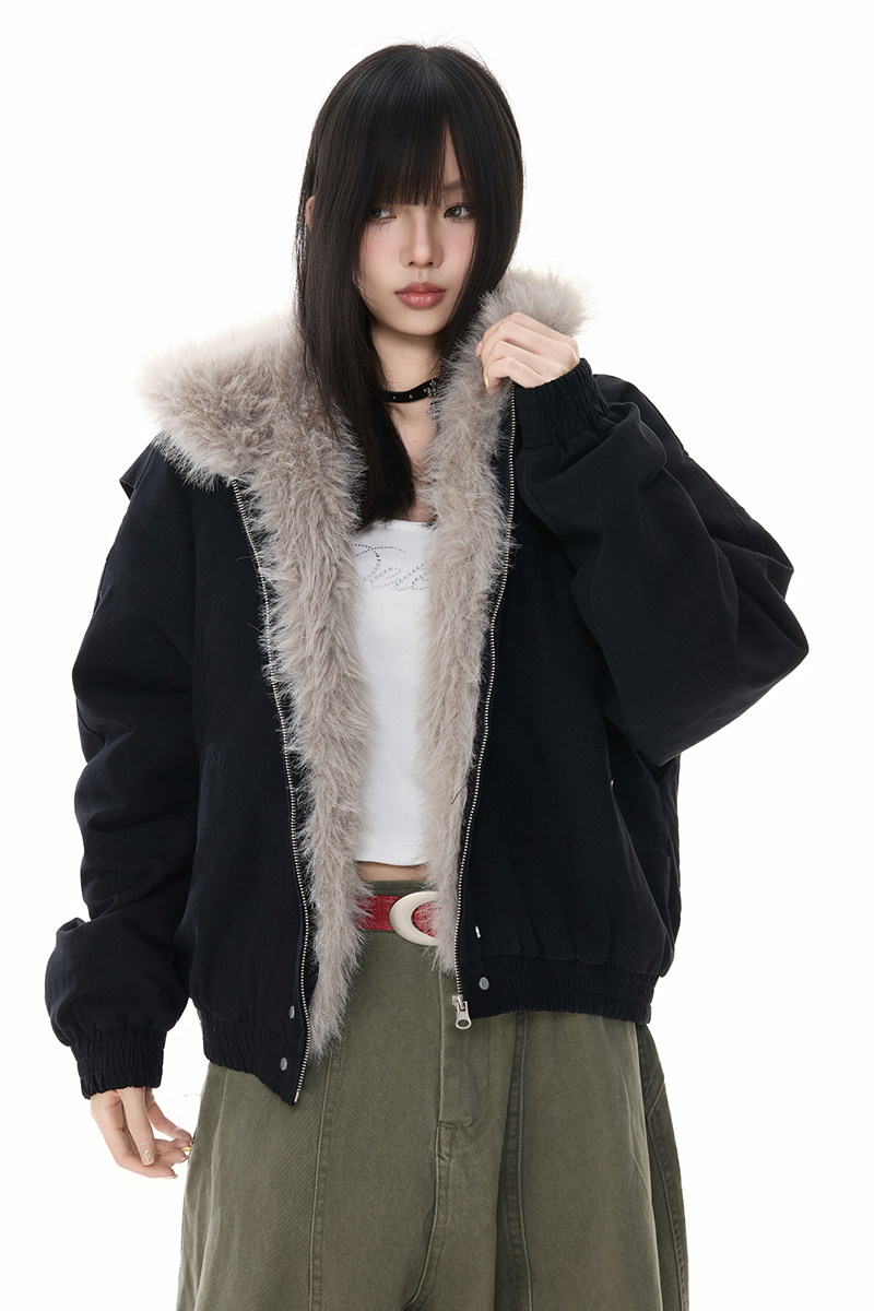 复古做旧座山雕加厚棉服男女宽松解构磨毛高级毛领外套YD01-P140,男装棉衣,星座509