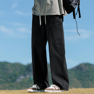 美式工装裤子男士宽松直筒阔腿运动裤秋季纯棉休闲长裤Z2345-P55