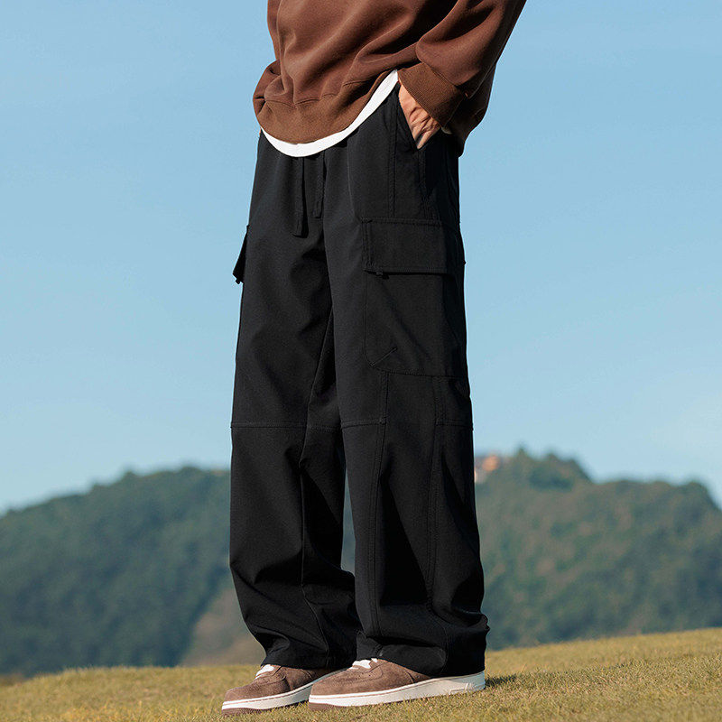 冰丝伞兵裤子男春季速干运动宽松直筒垂感工装休闲长裤Z9810-P50，男装工装外套，星座509