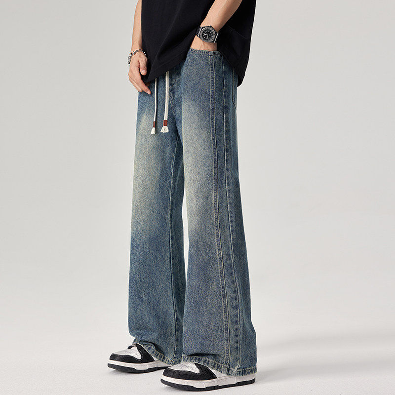 春季牛仔裤男生潮牌宽松直筒美式高街微喇叭拖地长裤Z9851-P40特，男装牛仔裤，星座509
