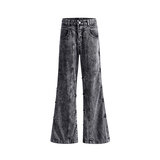 秋冬CleanFit美式复古皱褶牛仔裤高街潮牌拼接微喇直筒YA125-P50，男装牛仔裤，星座509