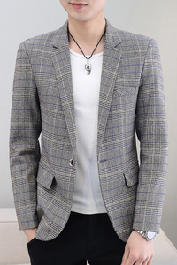新款秋季格子休闲西服男士韩版上衣潮流帅气小西装外套S2110-P80图片