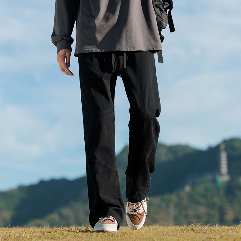 微喇休闲裤男直筒修身2024新款美式高街秋季男生弹力裤Z9871-P45,男装休闲裤,星座509