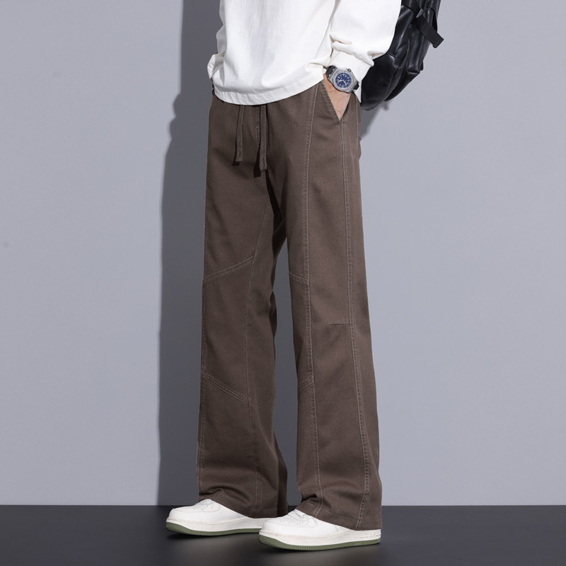 美式复古弹力微喇休闲裤男潮牌宽松百搭阔腿拖地长裤子Z9871-P45图片