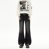 2026春季新款辣妹风微喇牛仔裤男女高腰修身显瘦拖地裤YD9088-P65，男装牛仔裤，星座509