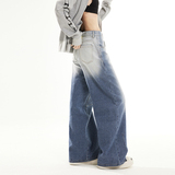 2026春季刺绣格子裥线宽松水洗渐变蓝色直筒阔腿牛仔裤YD9086-P80，男装牛仔裤，星座509