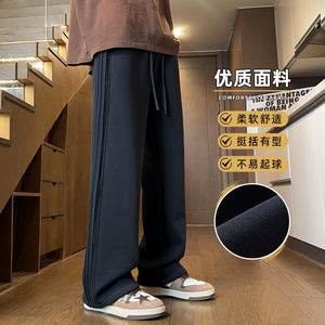 秋冬季运动卫裤男百搭针织直筒休闲裤三条杠条纹长裤子Z9860-P45图片