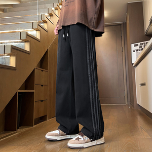 运动裤男秋冬潮牌高街宽松直筒条纹裤子新款美式休闲裤Z2354-P50图片