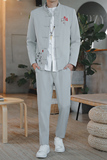 秋季男套装中式唐装汉服风居士服古青年外套中山装Y，男装夹克，星座509
