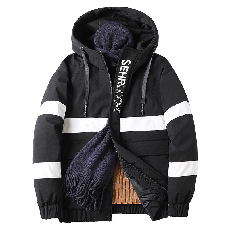 冬装男生工装棉衣男多口袋撞色面包服连帽棉服外套男保暖M97-P65图片