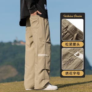 伞兵裤男秋季新款阔腿休闲裤子潮牌宽松直筒工装长裤Z9807A-P45图片