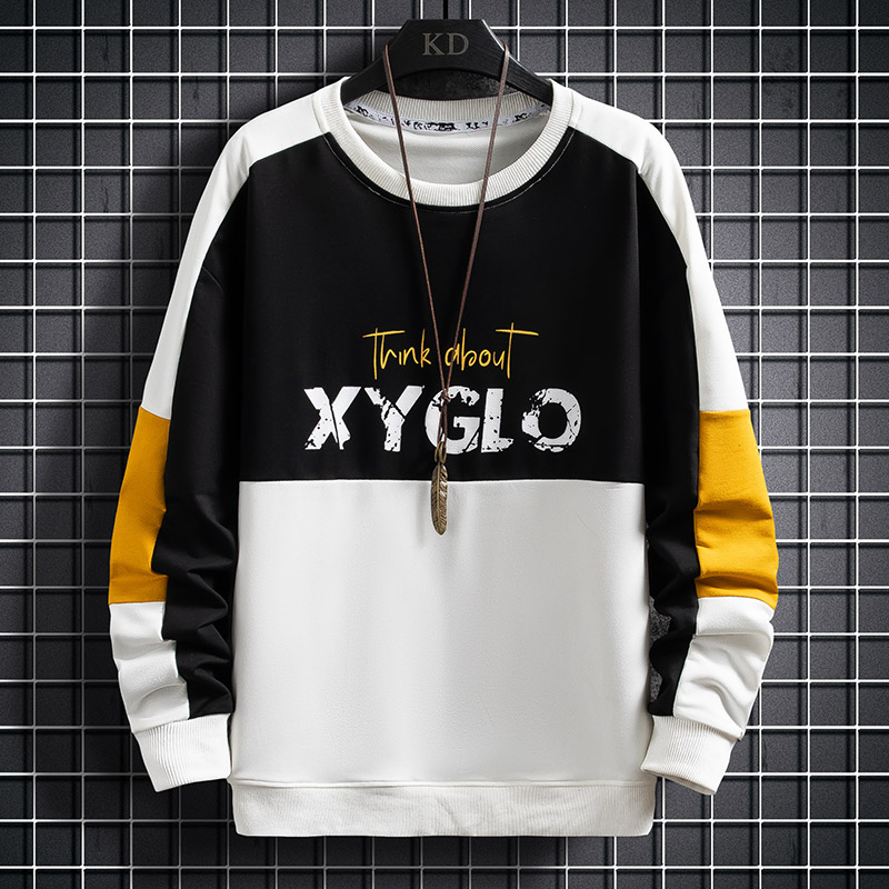 2021 spring new men's hip hop loose jacket printed round neck sweater Pullover