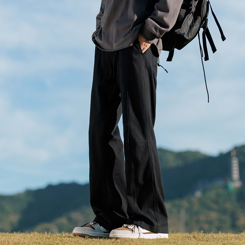 美式高街微喇裤子男秋季新款设计感长裤宽松直筒休闲裤Z9871-P45,男装休闲裤,星座509