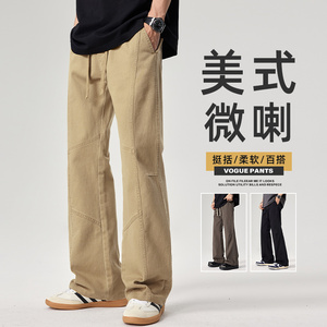 2025美式军绿色工装裤男秋冬季潮牌宽松微喇直筒休闲裤Z9871-P45图片