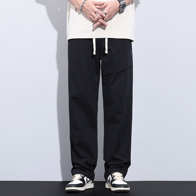 休闲裤男秋季黑色美式工装宽松直筒微喇伐木休闲裤子男M2401-P50,男装工装外套,星座509
