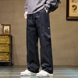 长裤子工装裤男士美式复古宽松直筒阔腿垂感拖地伞兵裤Z9857-P50，男装休闲裤，星座509