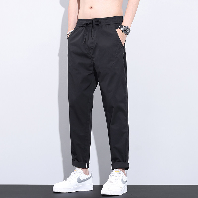 休闲裤秋季宽松直筒弹力夏季薄款裤潮流百搭锥形九分裤M2417-P40图片