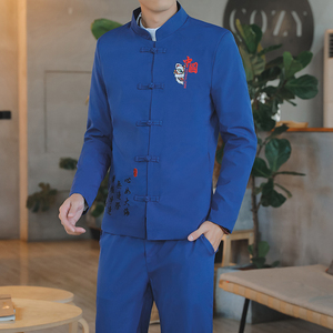 套装男青年中国风中山装夹克休闲外套男士搭配一套潮YK238-P90图片