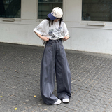 牛仔长裤男女秋季美式复古高腰宽松直筒垂感阔腿弯刀裤YD9013-P65，男装牛仔裤，星座509