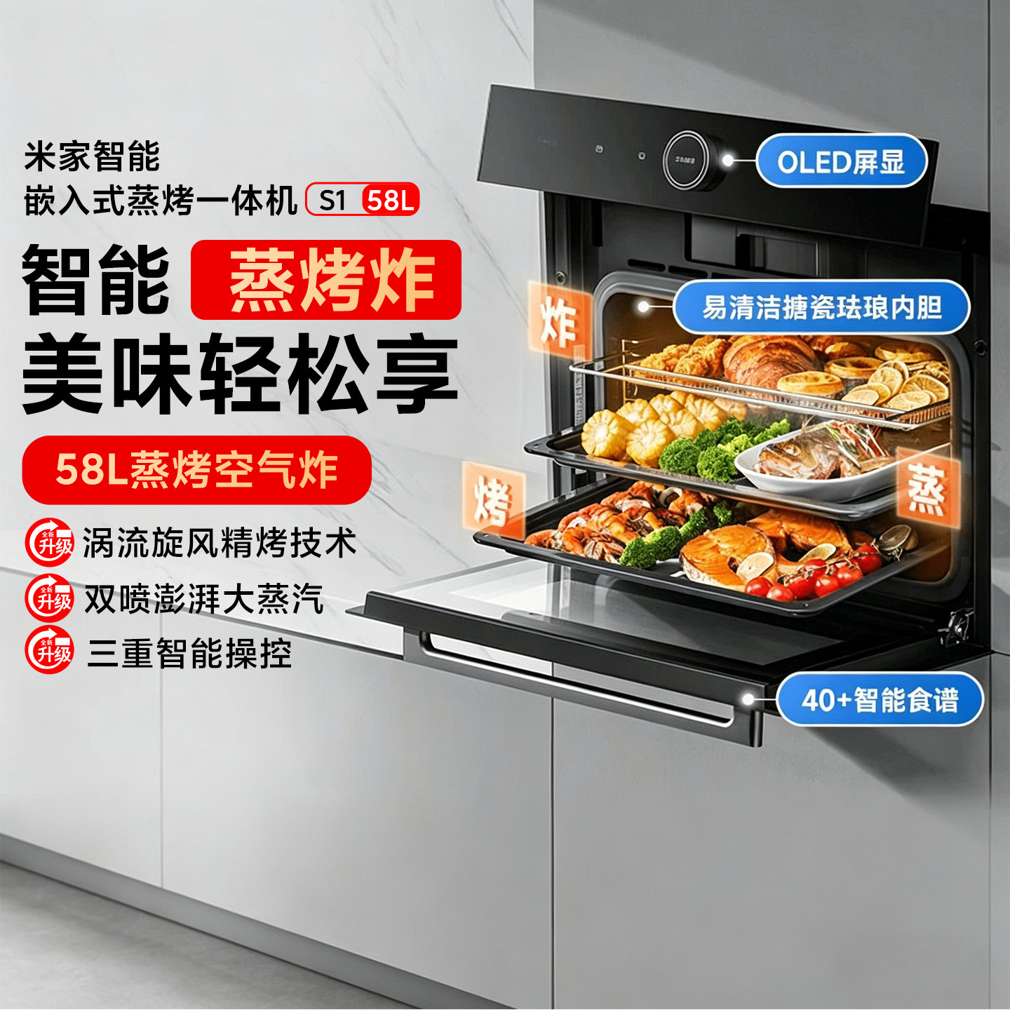 米家智能嵌入式蒸烤一体机S158L