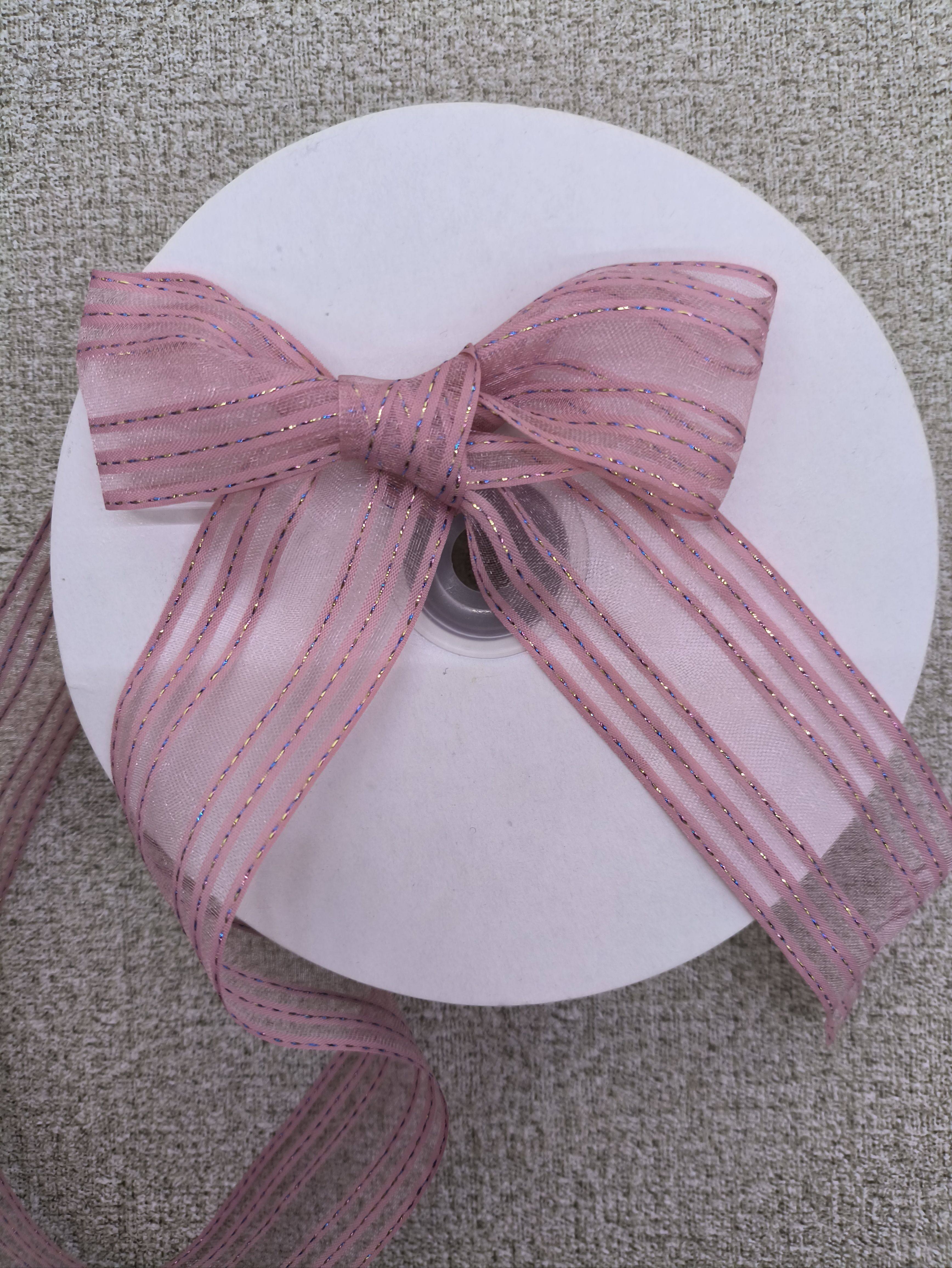 韩国彩葱跳线条纹雪纱丝带 发饰diy蝴蝶结手工材料服装饰品包装带