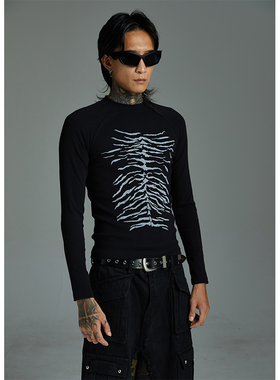 ATSF30 坑纹紧身打底 虎斑印花纯棉T恤