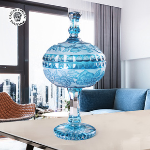 BOHEMIA捷克进口水晶玻璃糖果收纳盒欧式 饰摆件 储物糖果罐复古装