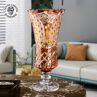 饰摆设 bohemia捷克进口水晶玻璃花瓶花瓶手工雕刻高脚家居装