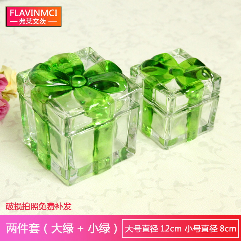 弗莱文次欧式可爱大号复古水晶无铅玻璃蝴蝶结带盖糖罐干果糖果罐