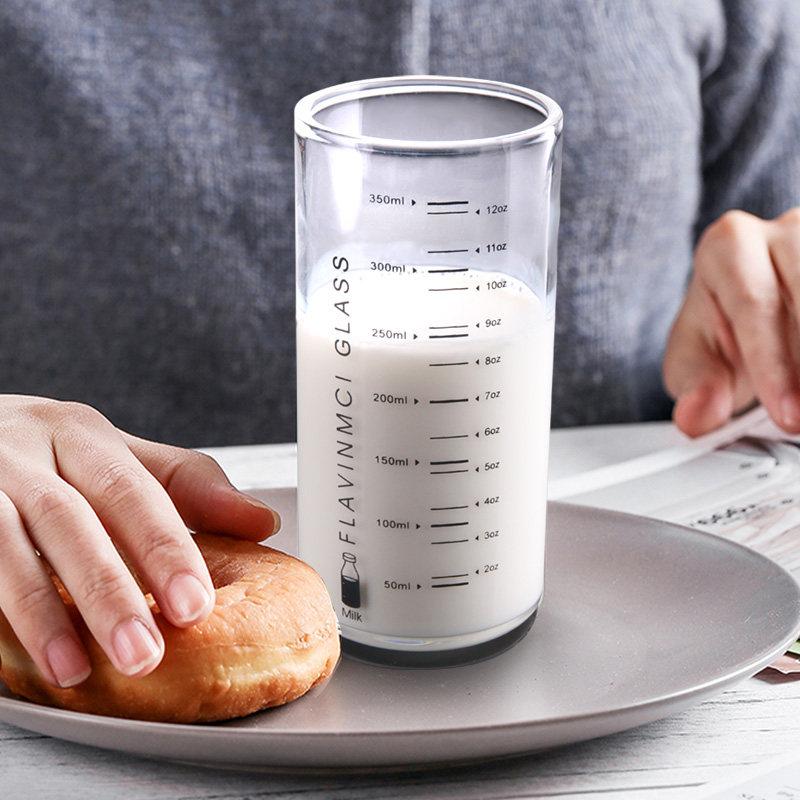 刻度杯儿童卡通透明牛奶杯热奶粉杯喝奶杯带刻度水杯量杯玻璃杯,餐饮具,奶杯/牛奶杯,淘宝优惠券,粉丝福利购,淘宝优惠卷