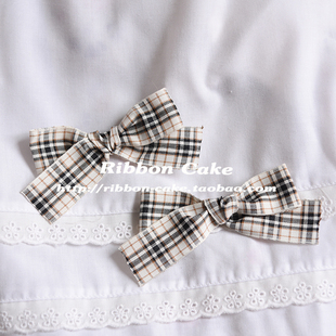 满39包邮 日系JK格子蝴蝶发夹双马尾学院风lolita头饰软妹优等生