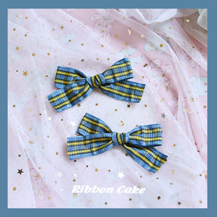 39包邮日系学院女子高校JK格纹丝带蝴蝶结发夹发圈双马尾头饰胸针