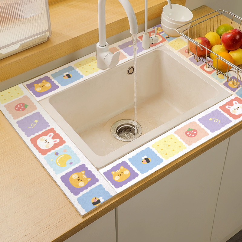 厨房台面水池防水贴水槽边缘吸水垫挡条封边条静电贴防溅水垫贴条