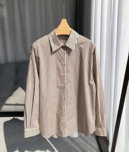 24春季 棉衬衫 简约时髦藏青条纹长袖 馥芮白条纹·韩国小众设计感