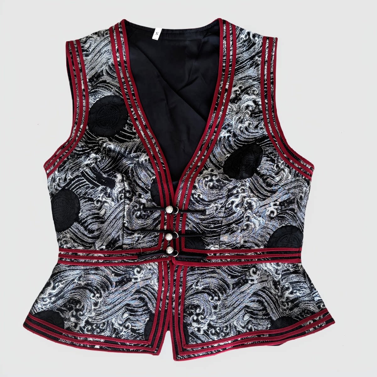 民族风女士马甲修身v领短款纯色蒙古族特色坎肩蒙族元素马夹新款