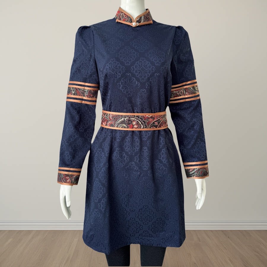 新款蒙古族服装工作服女士民族风日常生活装薄款中长款蒙古连衣裙